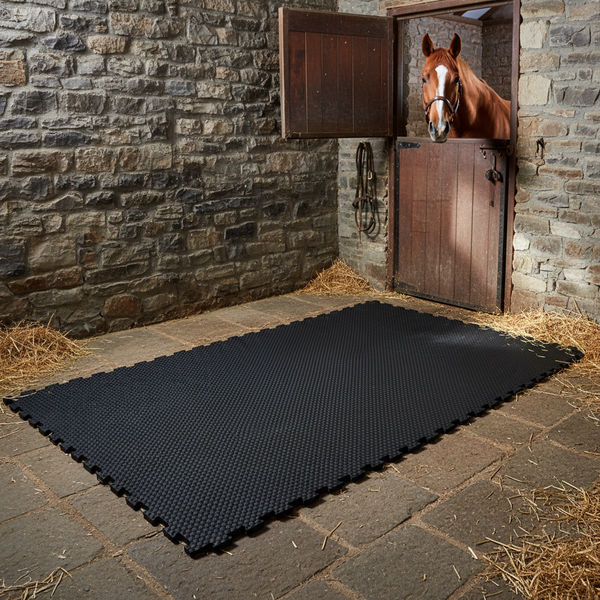Heavy Duty Rubber Horse Stable Mat - 6ft x 4ft Premium Equestrian Flooring