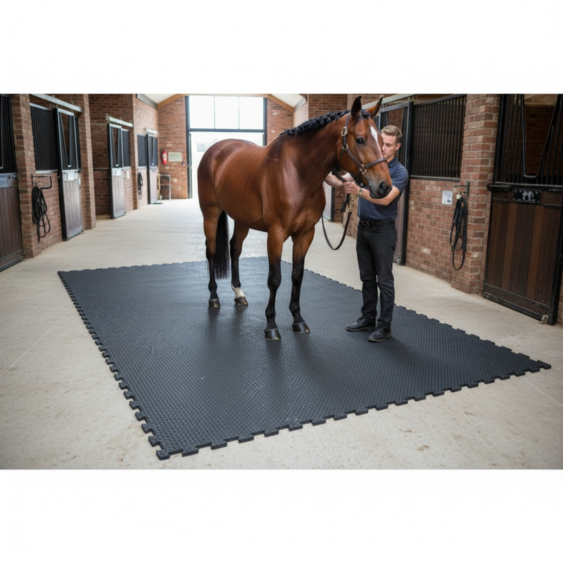 Heavy Duty Rubber Horse Stable Mat - 6ft x 4ft Premium Equestrian Flooring