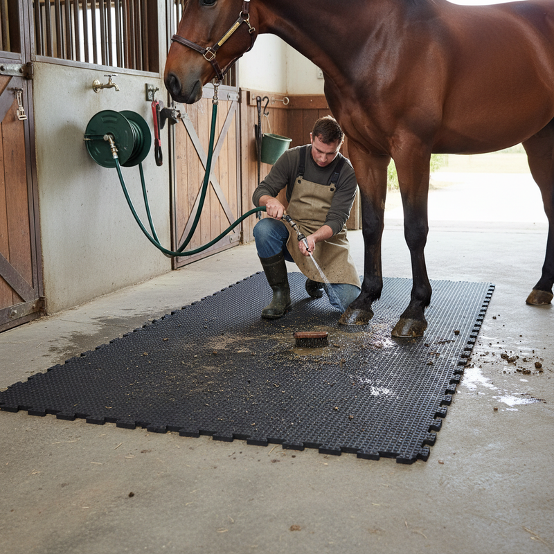Heavy Duty Rubber Horse Stable Mat - 6ft x 4ft Premium Equestrian Flooring