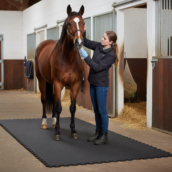 Heavy Duty Rubber Horse Stable Mat - 6ft x 4ft Premium Equestrian Flooring
