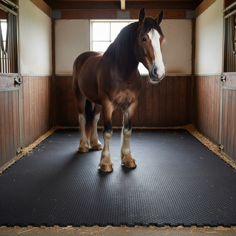 Heavy Duty Rubber Horse Stable Mat - 6ft x 4ft Premium Equestrian Flooring