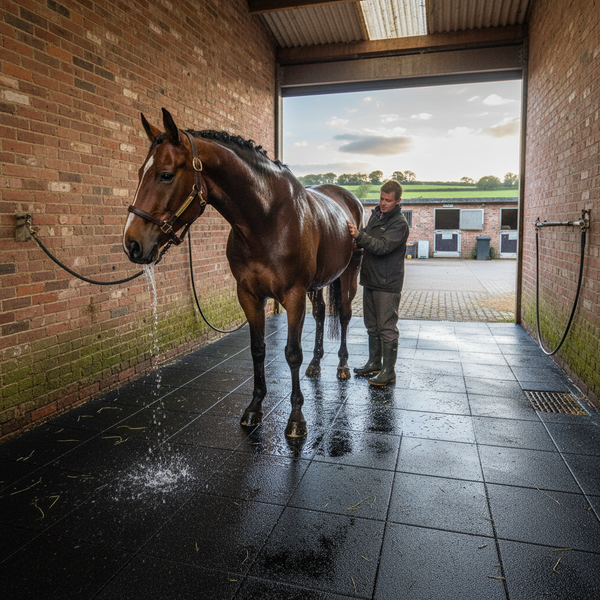 Horse Wash Bay Rubber Tiles - Non-Slip Equestrian Flooring 30mm Anti-Slip