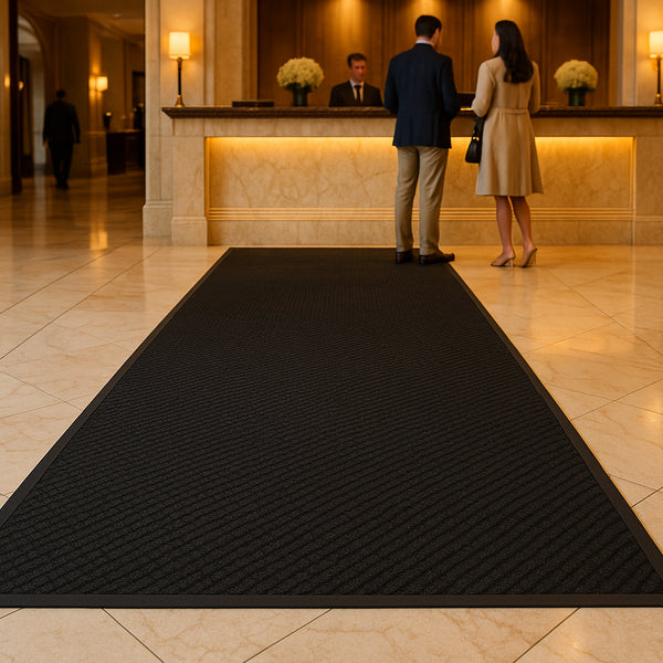 Black Commercial Dirt Trapper Runner Mat - Hotel Lobby Entrance UK