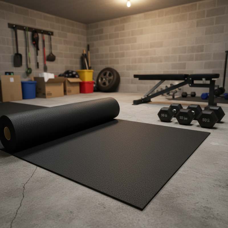MatPro Jet Black Rubber Gym Mat Roll — product overview