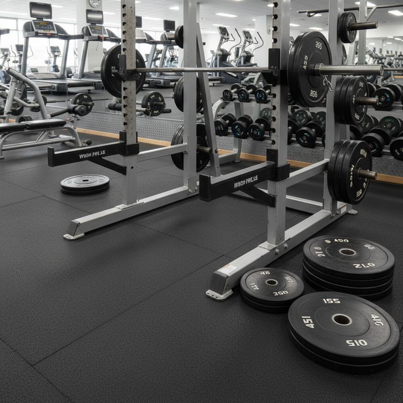 MatPro Jet Black Rubber Gym Mat Roll — close-up texture detail