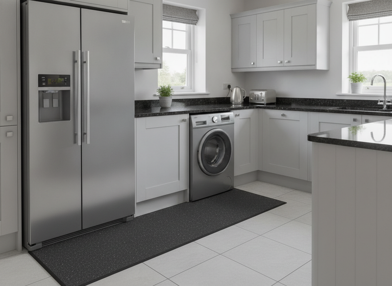 Anti-Vibration Mat 60×60cm 5mm – Pack of 4, Cut-to-Size Rubber Appliance Underlay - Kitchen Appliance Setting