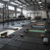 MatPro Konnecta Velvet Black Premium Self-Locking Gym Tiles 20mm — installation example