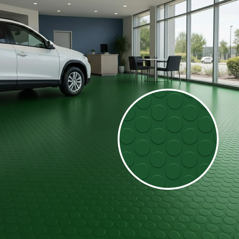Premium R11 Slip-Rated Round Dot Non-Slip Rubber Flooring Roll – Oil-Resistant, Heavy-Duty Safety Mat for Commercial, Industrial & Wet Areas