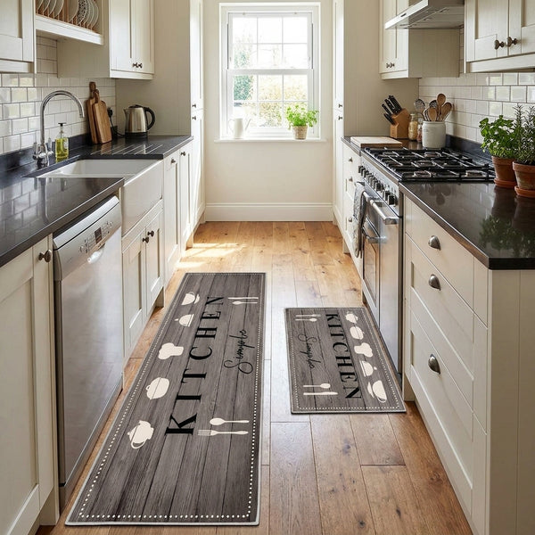 Anti-fatigue kitchen runner mat set of 2 in UK galley kitchen