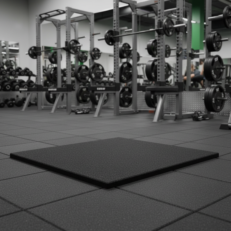 MatPro 30mm Heavy Duty Rubber Gym Floor Tile installed in commercial gym