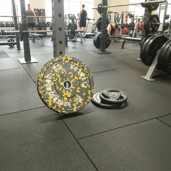 MatPro 43mm Acoustic Gym Tiles in commercial gym free weights area