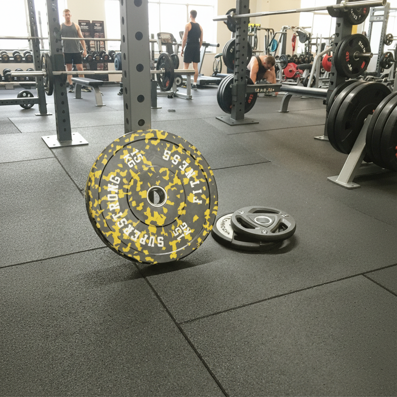 MatPro 43mm Acoustic Gym Tiles in commercial gym free weights area