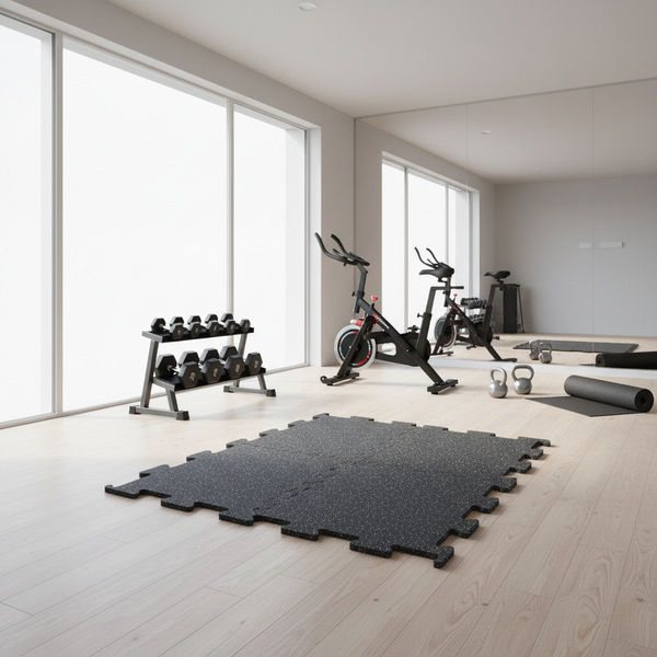 Grey Fleck Puzzle Interlocking Gym Flooring Mat 10mm