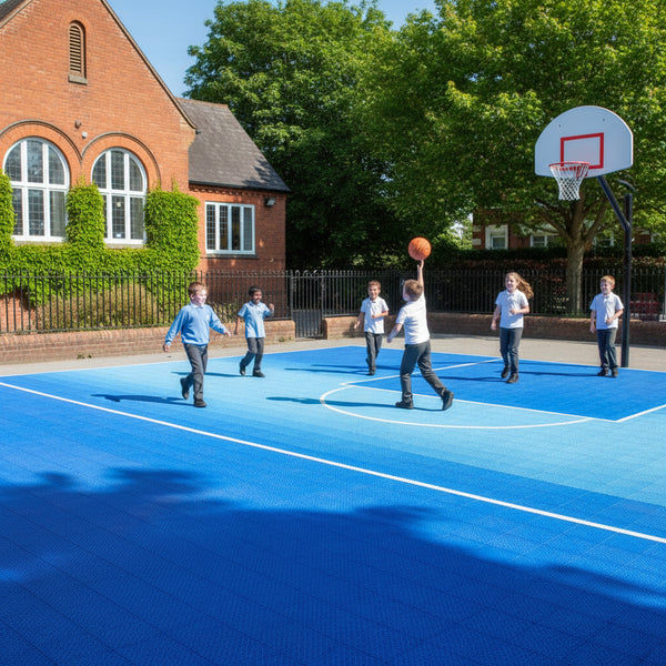 MatPro Modular Multi-Sport Tiles installed at UK school playground basketball court