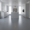 Mid-grey smooth matte rubber flooring in a contemporary UK kitchen — 1.9m wide waterproof non-slip rubber roll