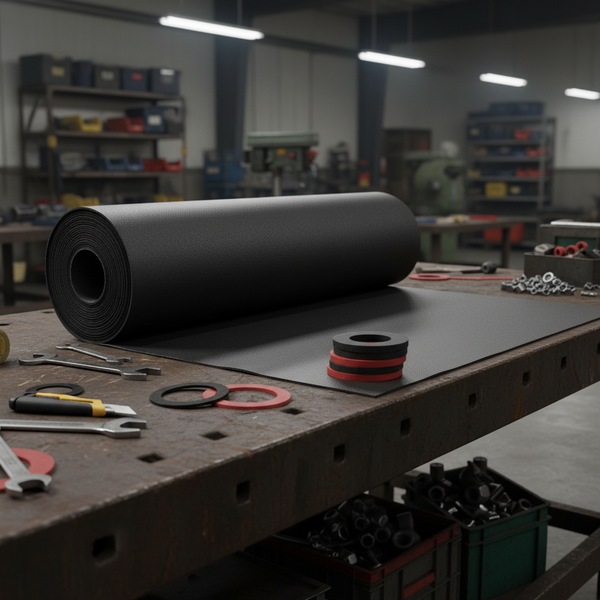 Black Natural Rubber Roll on Industrial Workbench - High Elasticity NR UK