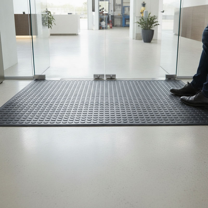 Coin Pattern Rubber Floor Matting Roll - Office Entrance Setting