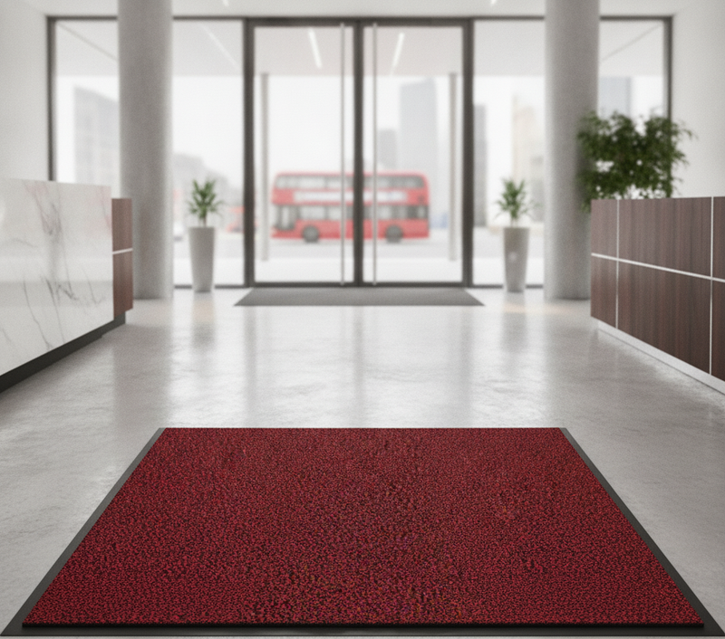 Washable Rubber Doormat Red 60×90cm – Non-Slip Heavy-Duty In - Office Entrance Setting