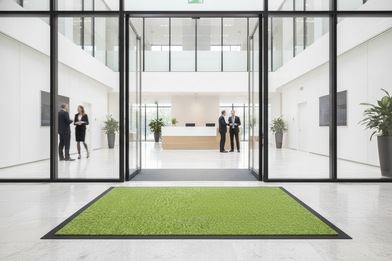 Washable Dirt Trapper Runner Green 200×600cm – Heavy-Duty No - Office Entrance Setting