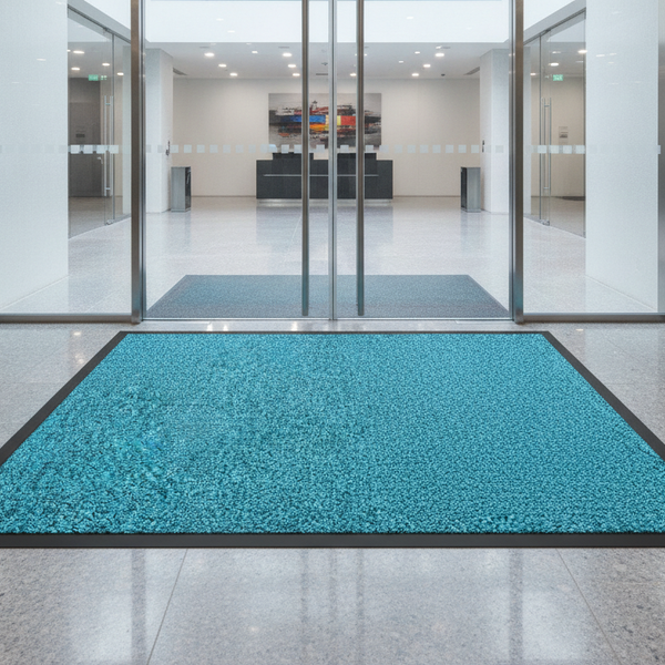 Washable Dirt Trapper Mat Turquoise 200×400cm – Non-Slip Hea - Office Entrance Setting