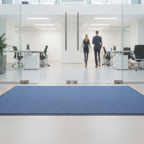Washable Dirt Trapper Runner Blue 200×400cm – Heavy-Duty Non - Office Entrance Setting