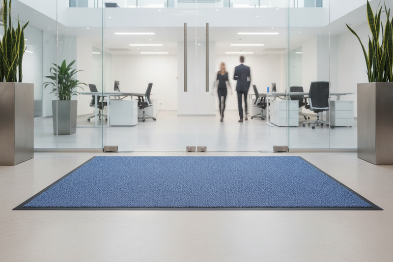 Washable Dirt Trapper Runner Blue 200×400cm – Heavy-Duty Non - Office Entrance Setting