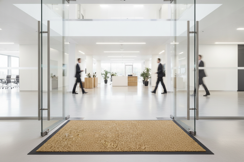 Heavy-Duty Dirt Trapper Mat Beige 200×300cm – Washable Non-Slip Large Indoor Mat - Office Entrance Setting