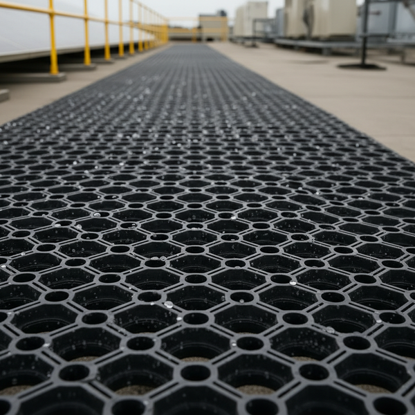 Flat Roof Walkway Matting | Heavy-Duty Non-Slip Rubber Safety Path | 23mm Thick - close-up detail view
