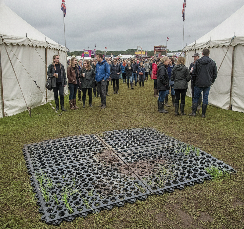 Wheelchair Accessible Rubber Grass Mat — Heavy Duty Pathway - Outdoor Event Setting