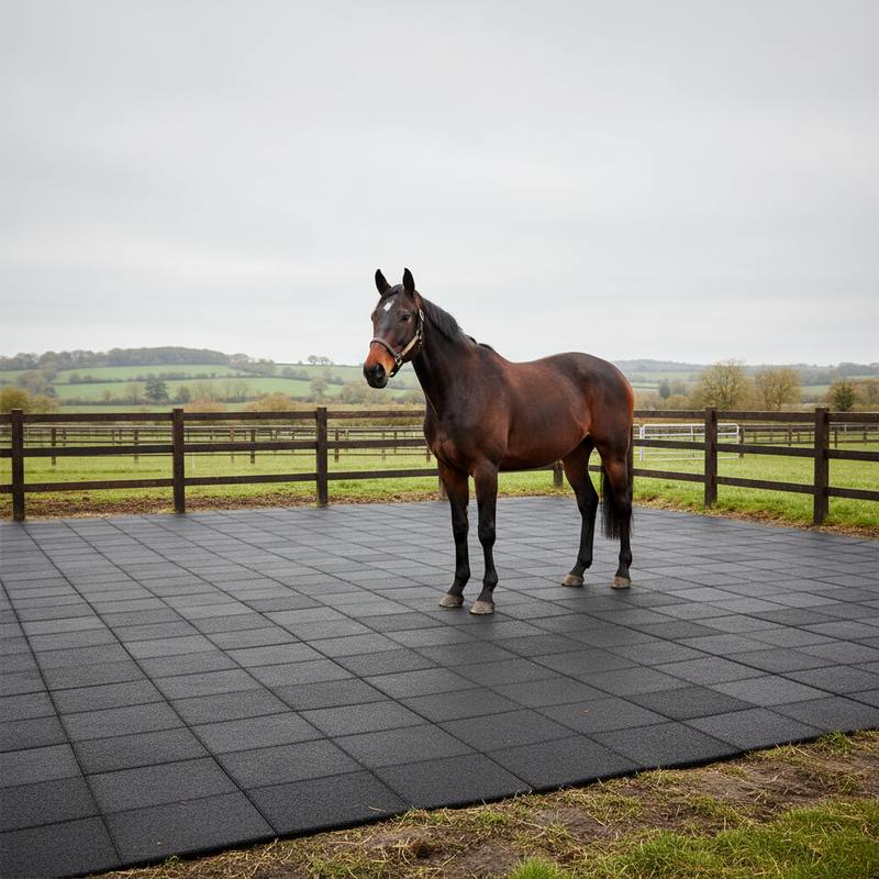 StableFlex Paddock Rubber Tiles 500mm x 500mm 30mm Thick Equestrian Flooring