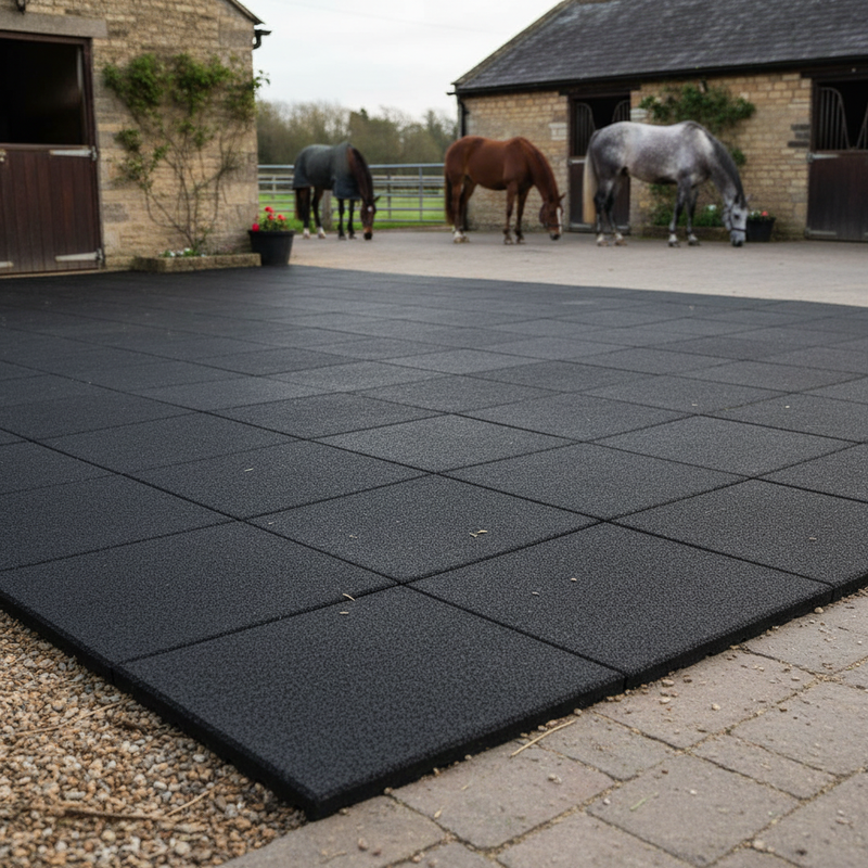 StableFlex Paddock Rubber Tiles 500mm x 500mm 30mm Thick Equestrian Flooring