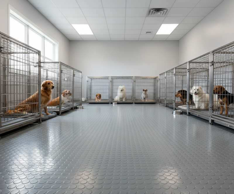 Pet Kennel Rubber Flooring Hygienic Studded R11 Non-Slip Dog Kennels & Catteries - industrial mat UK - product hero shot showing full dimensions