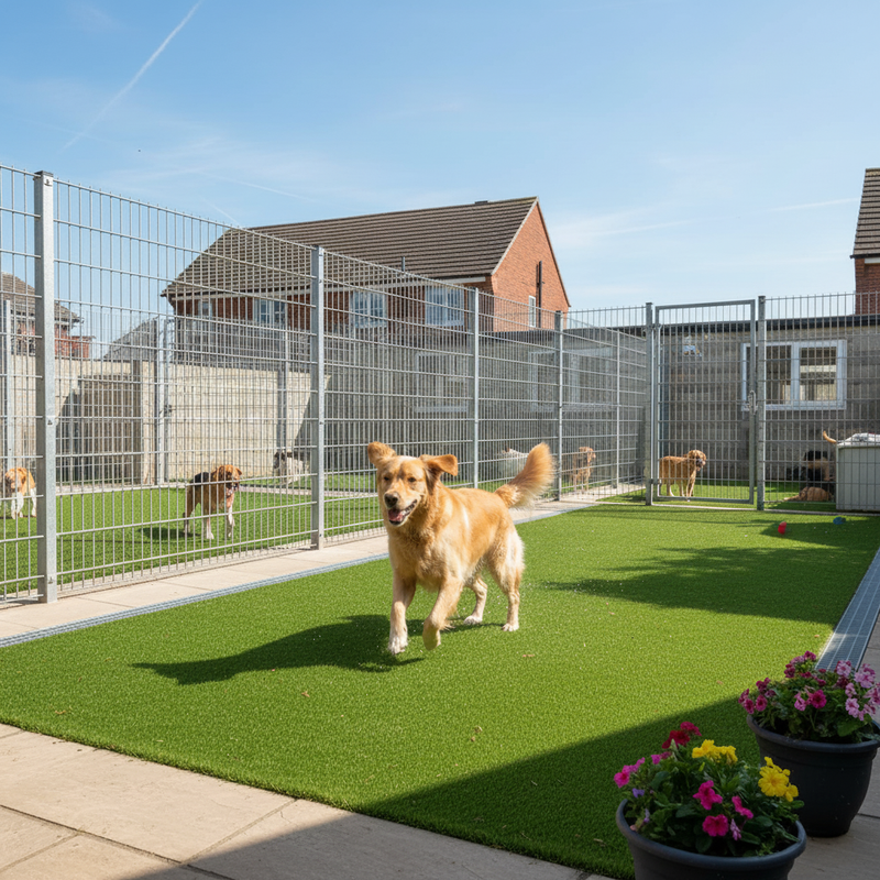 Pet lawn grass installed in professional dog kennels facility