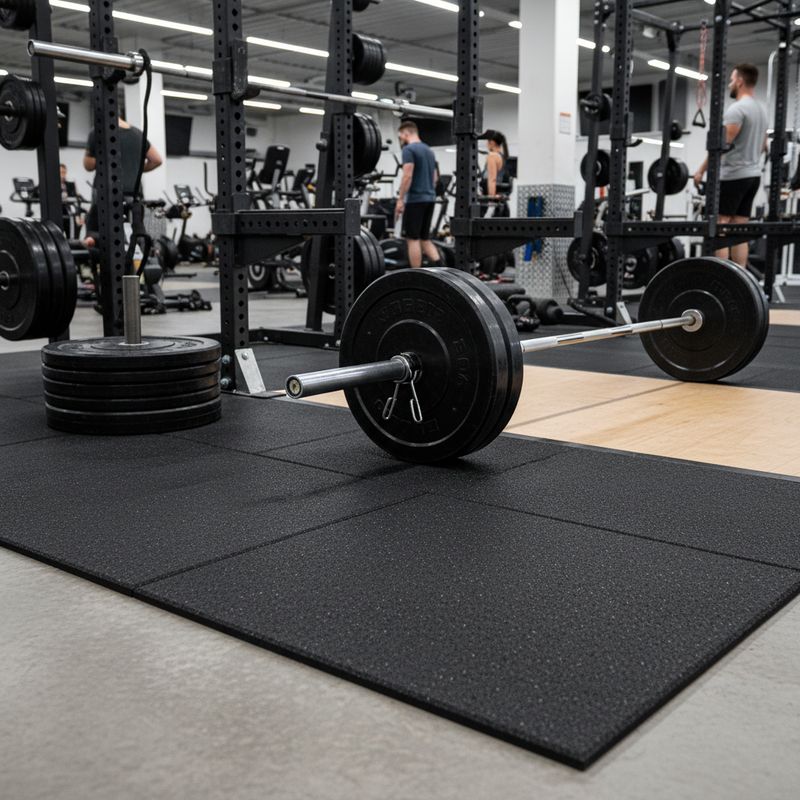 MatPro Jet Black Rubber Gym Matting Weight Room Deadlift Platform Professional Training Area