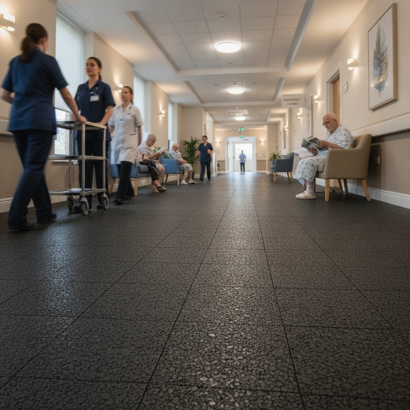 SafeStep Senior Care Fall Impact Reduction Rubber Safety Flo - Product In Use Setting