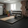 ProMat Interlocking Rubber Tiles in weight room with gym equipment