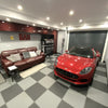 Black PVC garage floor tiles installed in UK garage