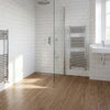 Self-adhesive PVC wood effect planks in UK en-suite bathroom