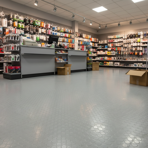 Retail Rubber Flooring Shop Floor Studded Mat R11 Non-Slip High Traffic Commerci - non-slip UK - product hero shot showing full dimensions