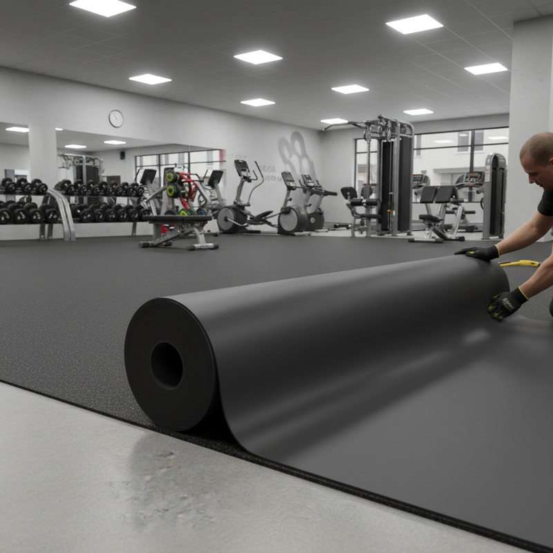 2m Wide Rubber Roll for Commercial Gym Flooring - Fitness Centre UK