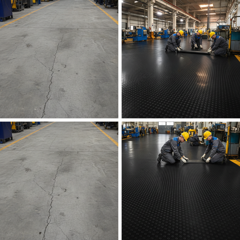 Before and After - Rubber Sheet Floor Transformation