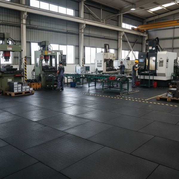 SafeStep safety rubber floor tiles in factory production area