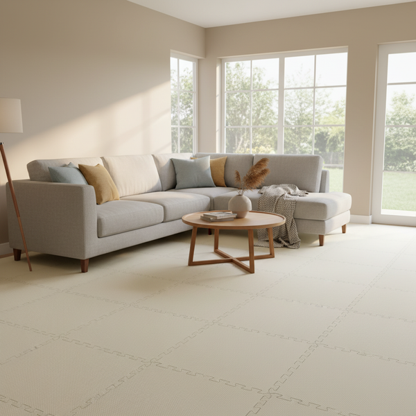 Cream EVA Foam Interlocking Tiles in Modern Living Room - 14mm 50cm