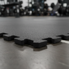 17mm rubber gym tile edge profile showing thickness in gym setting