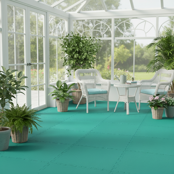 Forest Green EVA Foam Tiles in Garden Room Conservatory