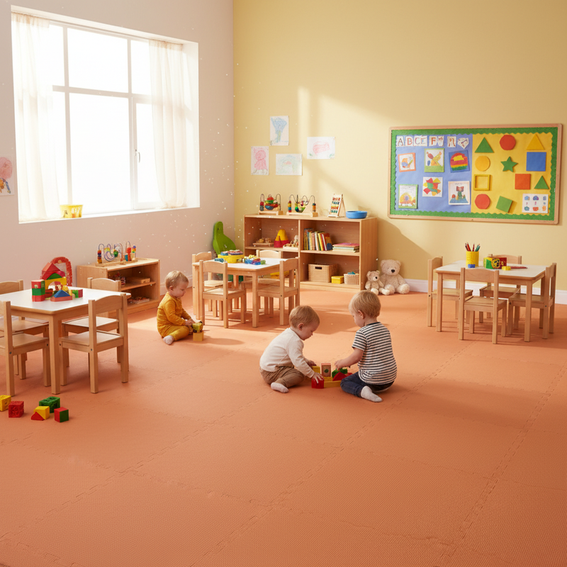 Copper Orange EVA Foam Interlocking Tiles in Nursery Early Years Classroom