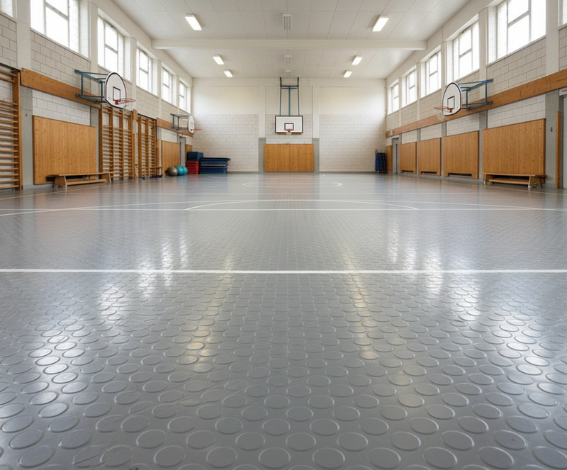 School Hall Flooring Studded Rubber Matting R11 Non-Slip Assembly Halls & Sports - non-slip UK - product hero shot showing full dimensions