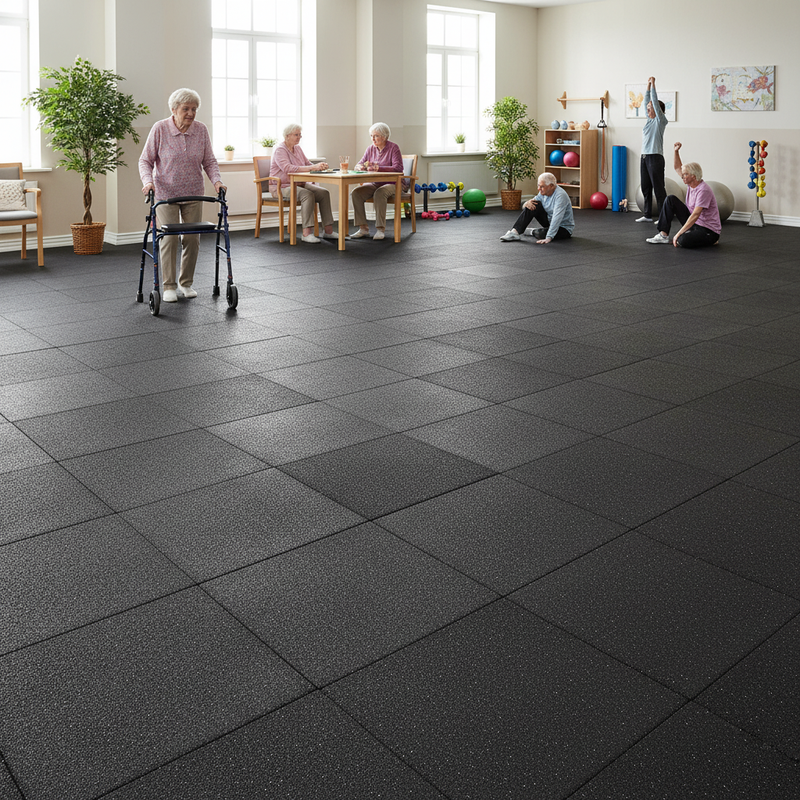 SafeStep slip-resistant rubber safety flooring for elderly care facilities and nursing homes