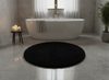 Round Shaggy Bath Mat 120cm Black – Fluffy Non-Slip Washable - Spa Bathroom Setting