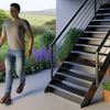 Person walking on stairs with anti-slip rubber treads